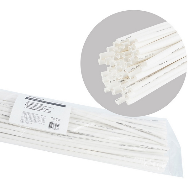 Изображение товара Трубка термоусадочная 4,0/2,0 мм длина 100 см. (белый) Stekker 50256