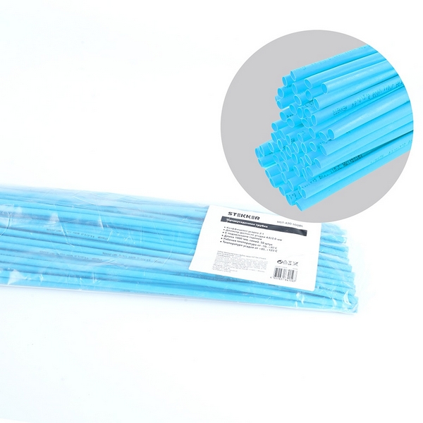 Изображение товара Трубка термоусадочная 4,0/2,0 мм длина 100 см. (синий) Stekker 50266