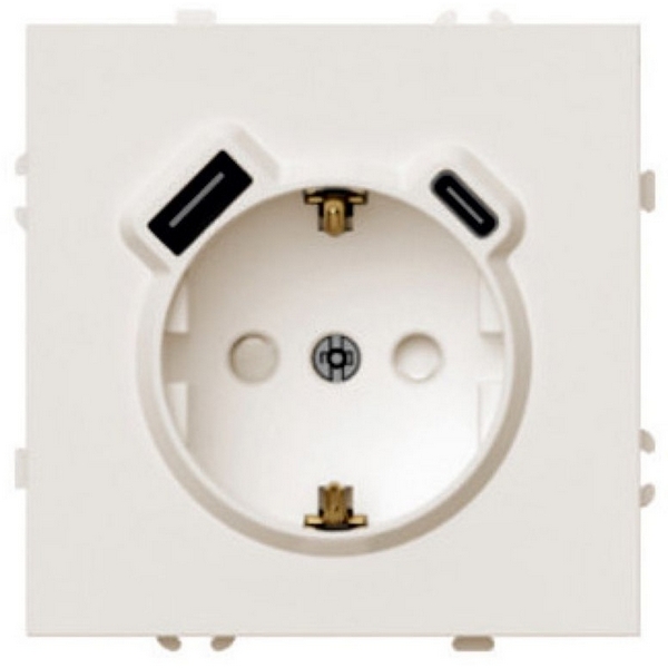 

Розетка с заземлением и шторками с USB Type A+С (кашемир, soft touch) Stekker Эмили 50360, Кремовый, Эмили 50360