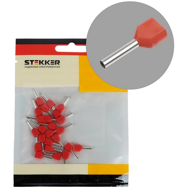 

Наконечник штыревой втулочный изолированный 25 шт. Stekker 50402, 50402
