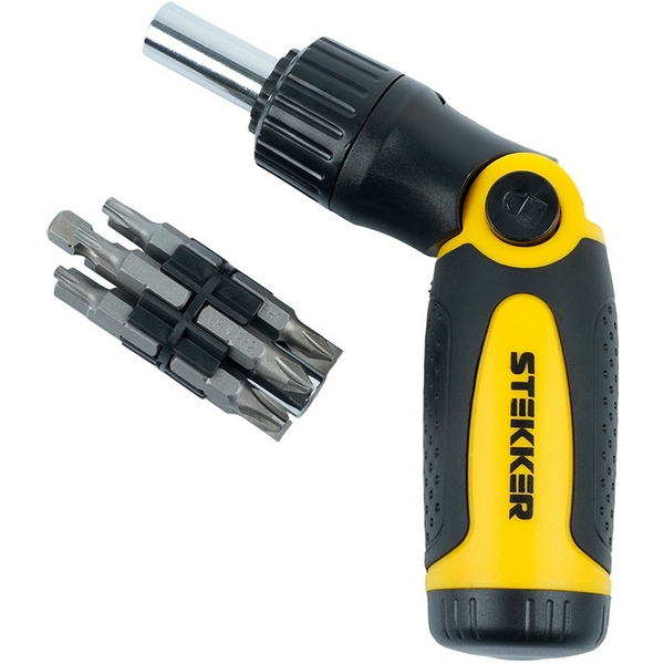 

Отвертка реверсивная с битами 14 предметов Stekker 50408, 50408