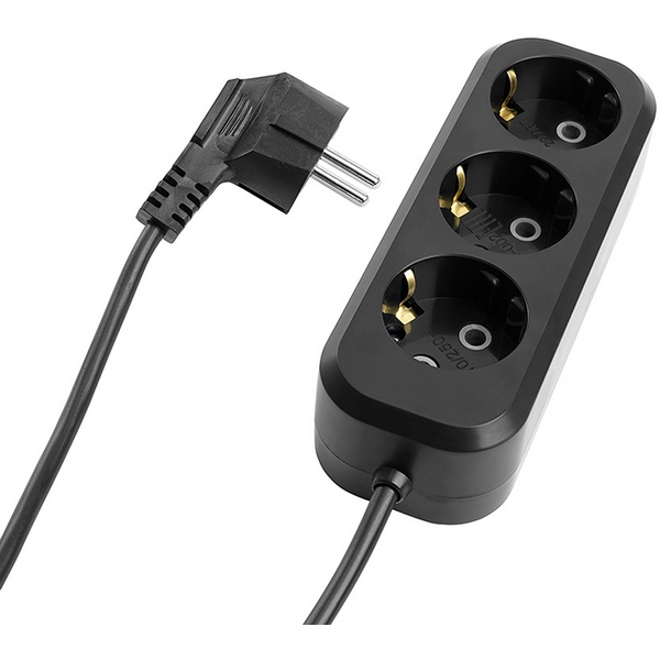 Изображение товара Удлинитель 3-х местный без заземления 2 метра Stekker Home 50418 черный