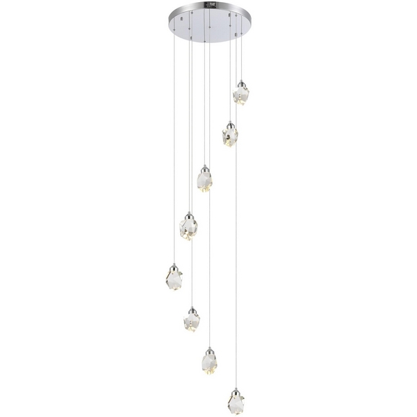 

Каскадный подвесной светильник ST Luce Cascato SL6114.103.08 Хром/Прозрачный LED 8*3W 3000K, Cascato SL6114.103.08