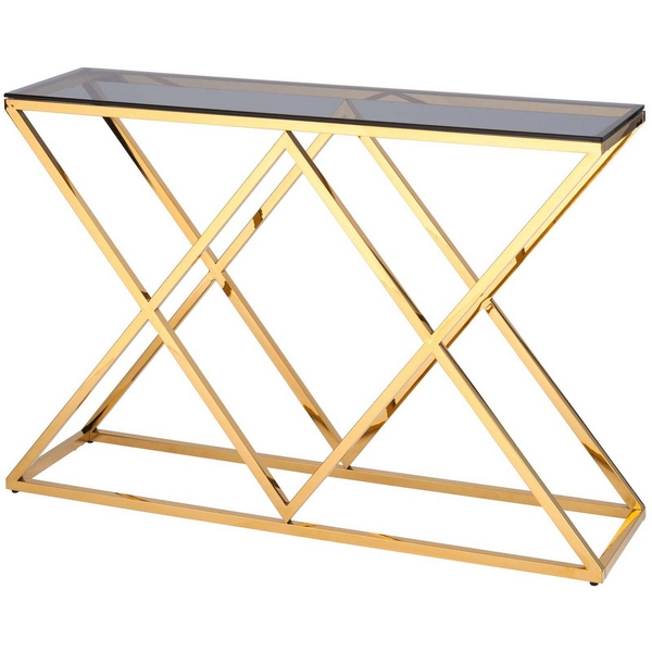 

Консоль Stool Group ИНСИГНИЯ 115*30 золото стекло smoke УТ000001500, Серый, Инсигния УТ000001500