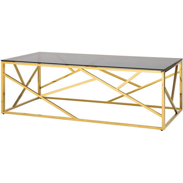

Журнальный стол Stool Group 120*60 АРТ ДЕКО стекло smoke сталь золото УТ000001967, Черный, Арт деко УТ000001967