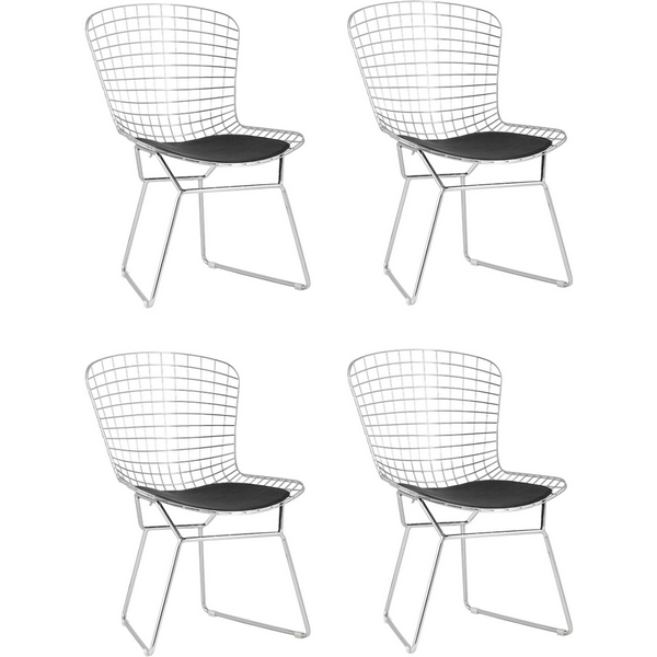 

Стул обеденный Bertoia хромированный с черной подушкой 4 шт Stool Group арт.УТ000037501, Серебро, BERTOIA УТ000037501