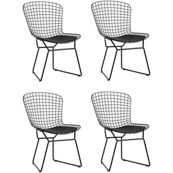 

Стул обеденный Bertoia черный с черной подушкой 4 шт Stool Group (арт.УТ000037503), BERTOIA УТ000037503