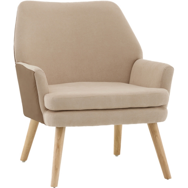 Изображение товара Кресло Харви бежевое с коричневой экокожей, стильное и комфортное