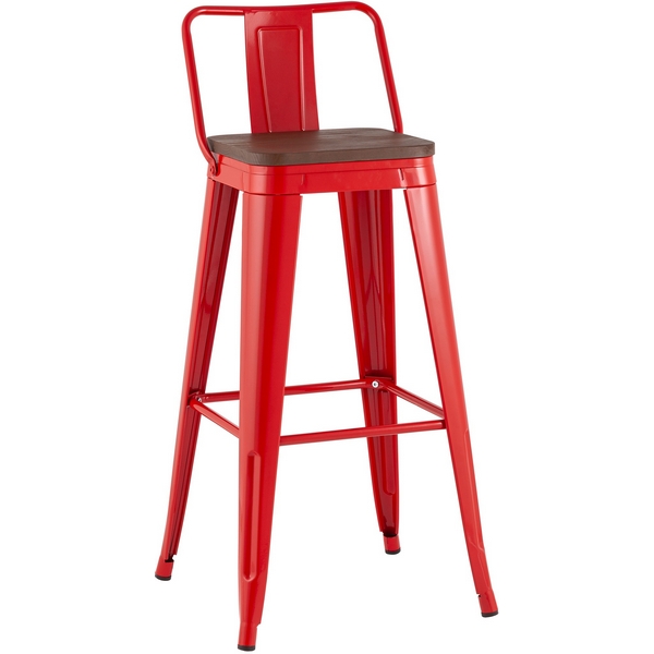 

Стул барный TOLIX со спинкой красный глянцевый + темное дерево KD Stool Group УТ000042113, Tolix УТ000042113