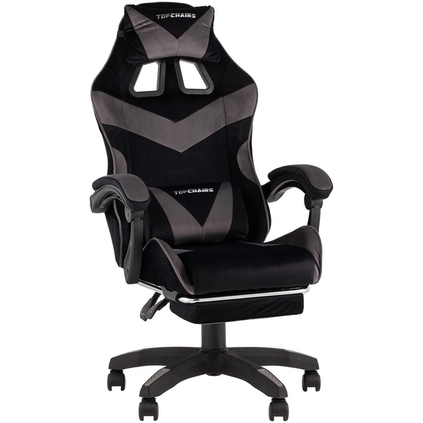 Кресло спортивное TopChairs MG-7019 велюр черно-серый TopChairs УТ000042696