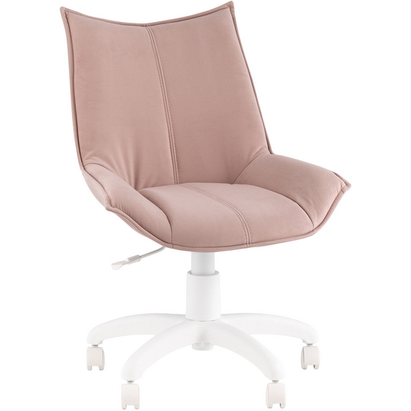 Кресло офисное Осло велюр пыльно-розовый, пластик белый TopChairs УТ000043348