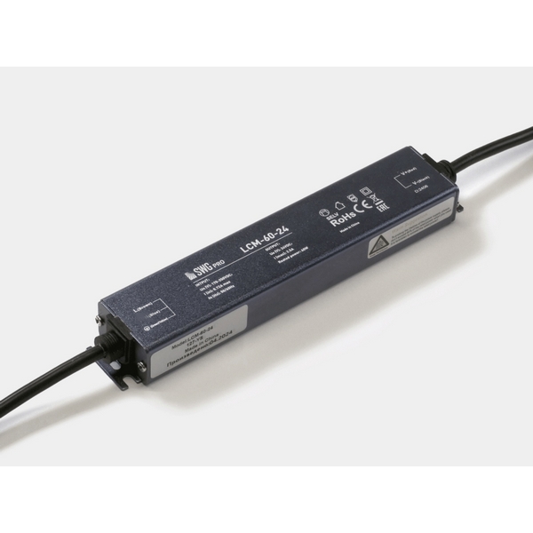 

Блок питания сверхтонкий черный 60Вт 24В IP67 SWG LCM LCM-60-24, LCM LCM-60-24