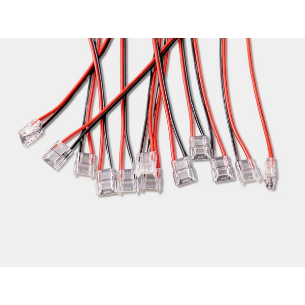 Изображение товара Пластиковый двусторонний коннектор с проводом для светодиодных лент 8 мм SWG CN-8MM-2P-BWB-SC