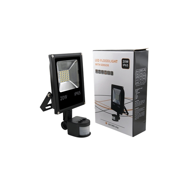 Изображение товара SWG FL-SMD-20-WW-S — уличный прожектор 20W с датчиком движения, IP65, 3000K