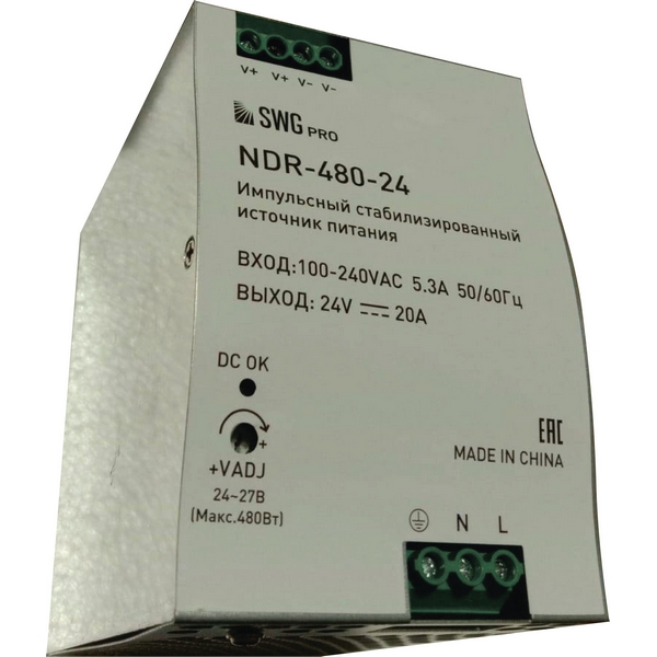 

Блок питания для светодиодной ленты 480Вт 24В SWG NDR NDR-480-24, NDR NDR-480-24