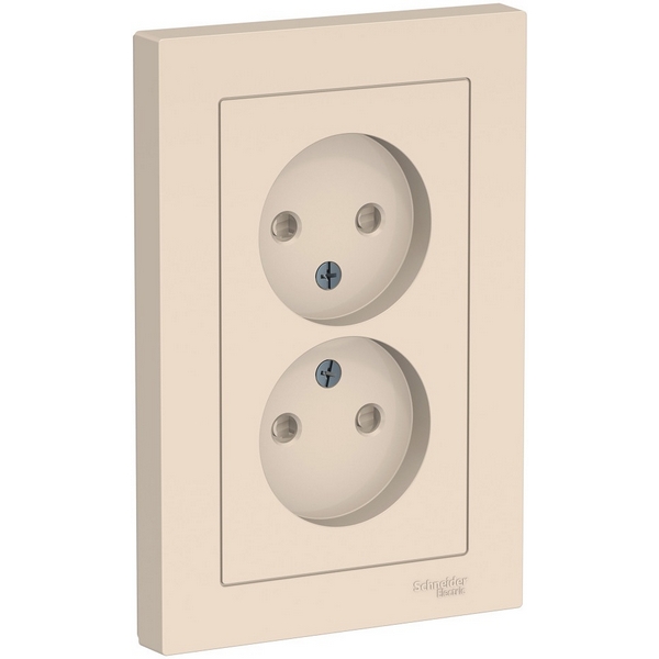 

Розетка двойная без заземления со шторками (бежевый) Systeme Electric AtlasDesign ATN000222, AtlasDesign ATN000222