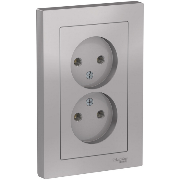 

Розетка двойная без заземления (алюминий) Systeme Electric AtlasDesign ATN000320, AtlasDesign ATN000320
