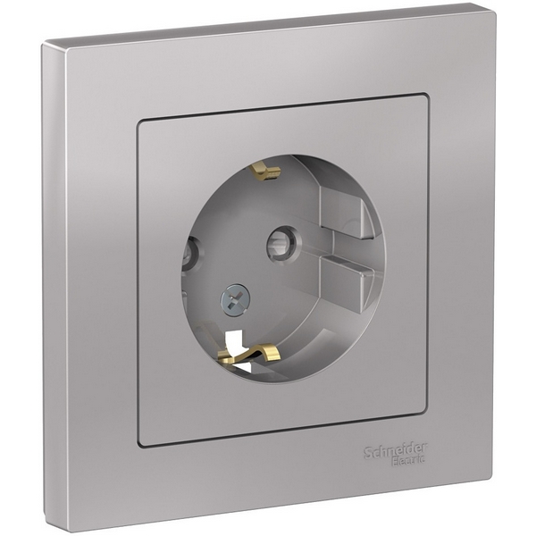 

Розетка с заземлением и шторками (алюминий) Systeme Electric AtlasDesign ATN000344, AtlasDesign ATN000344