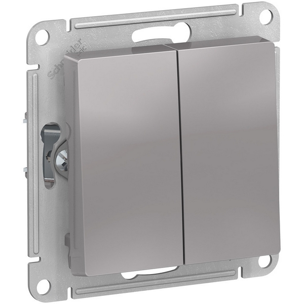 

Выключатель двухклавишный (алюминий) Systeme Electric AtlasDesign ATN000365, AtlasDesign ATN000365