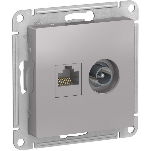 

ТВ-розетка и Ethernet RJ-45 (алюминий) Systeme Electric AtlasDesign ATN000389, AtlasDesign ATN000389
