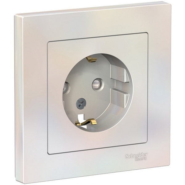 

Розетка с заземлением и шторками (жемчужный) Systeme Electric AtlasDesign ATN000444, AtlasDesign ATN000444