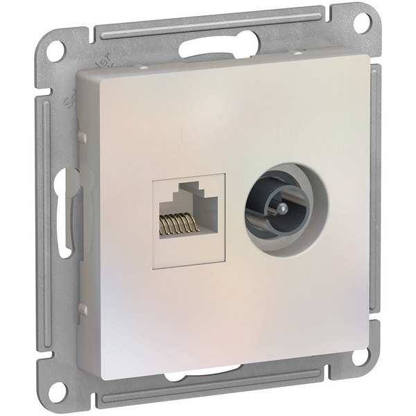 

ТВ-розетка и Ethernet RJ-45 (жемчужный) Systeme Electric AtlasDesign ATN000489, AtlasDesign ATN000489