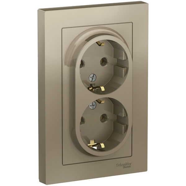 

Розетка двойная с заземлением (шампань) Systeme Electric AtlasDesign ATN000524, AtlasDesign ATN000524
