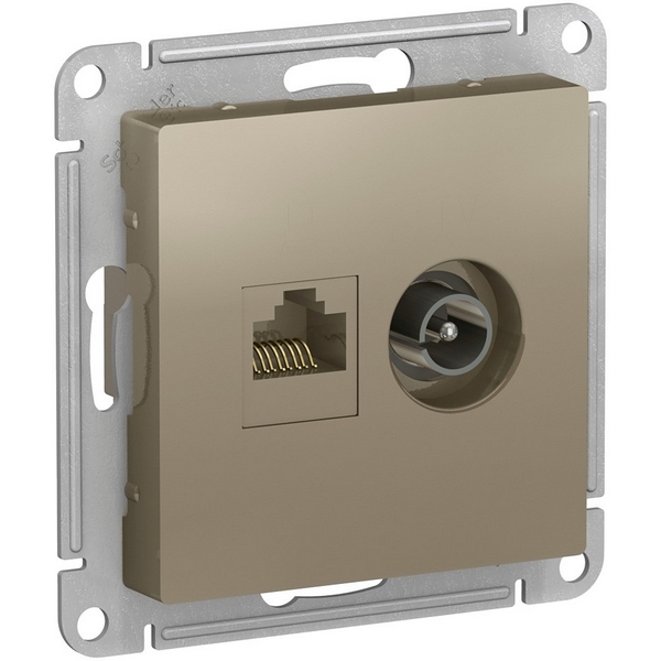 

ТВ-розетка и Ethernet RJ-45 (шампань) Systeme Electric AtlasDesign ATN000589, AtlasDesign ATN000589