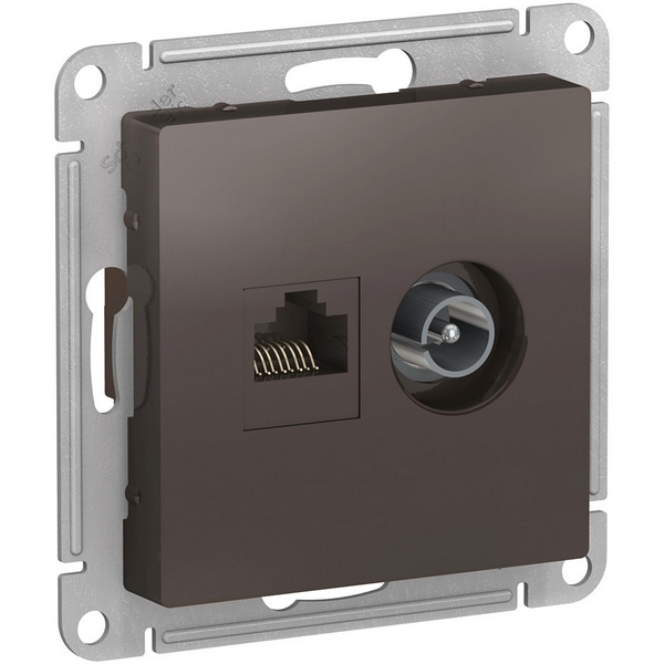 

ТВ-розетка встраиваемая и Ethernet RJ-45 (мокко) Systeme Electric AtlasDesign ATN000689, AtlasDesign ATN000689