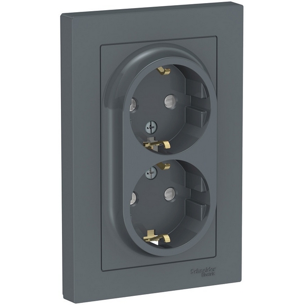 

Розетка двойная с заземлением (грифель) Systeme Electric AtlasDesign ATN000726, Серый, AtlasDesign ATN000726