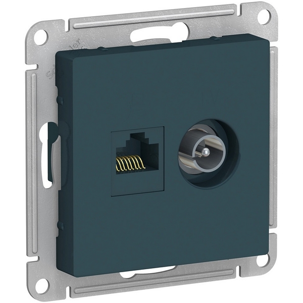 

ТВ-розетка и Ethernet RJ-45 (изумрудный) Systeme Electric AtlasDesign ATN000889, AtlasDesign ATN000889