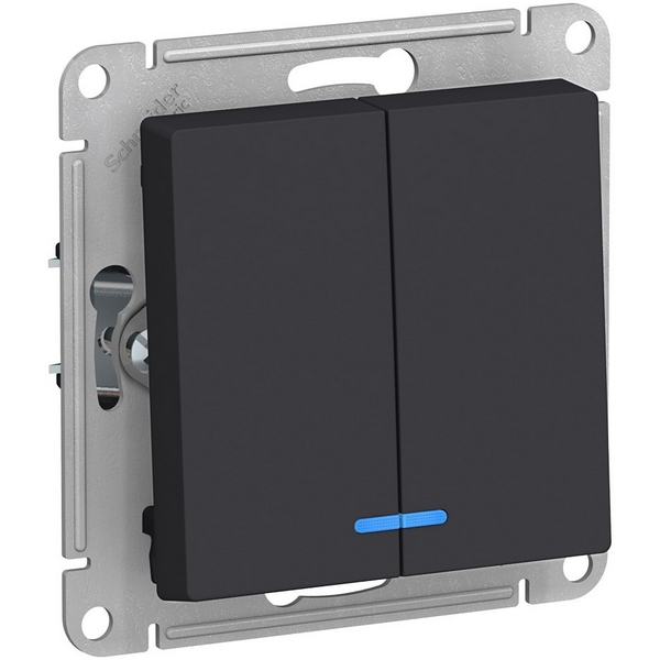 

Выключатель двухклавишный с подсветкой (карбон) Systeme Electric AtlasDesign ATN001053, Черный, AtlasDesign ATN001053