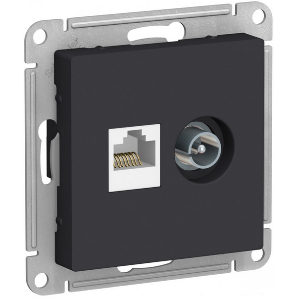 

ТВ-розетка и Ethernet RJ-45 (карбон) Systeme Electric AtlasDesign ATN001089, Черный, AtlasDesign ATN001089