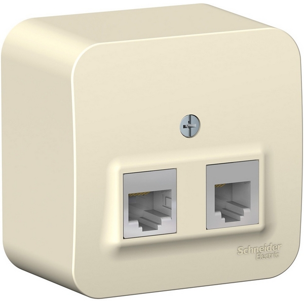 Изображение товара Розетка накладная телефонная RJ-11 + Ethernet RJ-45 (молочный) Systeme Electric Blanca BLNIA045112
