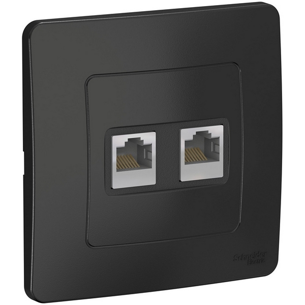 

Розетка двойная Ethernet RJ-45 (антрацит) Systeme Electric Blanca BLNIS045456, Серый, Blanca BLNIS045456