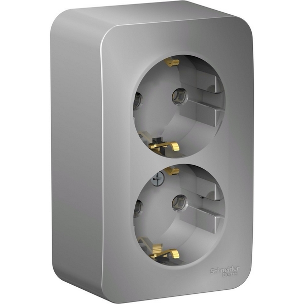 

Розетка двойная с заземлением (алюминий) Systeme Electric Blanca BLNRA010203, Blanca BLNRA010203