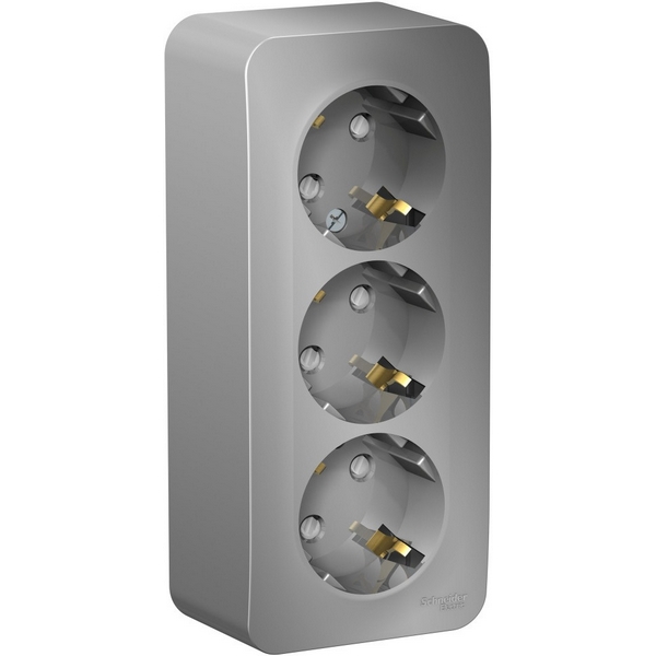 

Розетка тройная с заземлением и шторками (алюминий) Systeme Electric Blanca BLNRA011313, Blanca BLNRA011313