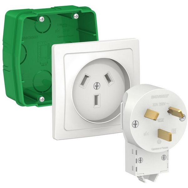 

Комплект: розетка с вилкой для электроплиты 32А 250В (белый) Systeme Electric BLNSK013231, BLNSK013231