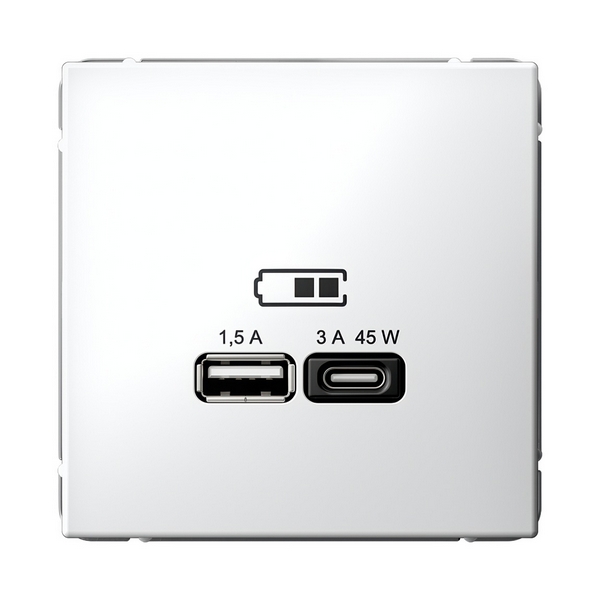 Изображение товара Розетка с быстрой зарядкой USB Type A+С 45Вт (белый) Systeme Electric GAL000129
