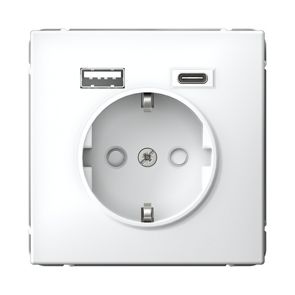 

Розетка с заземлением, шторками и USB Type A+С (белый) Systeme Electric GAL000132, GAL000132