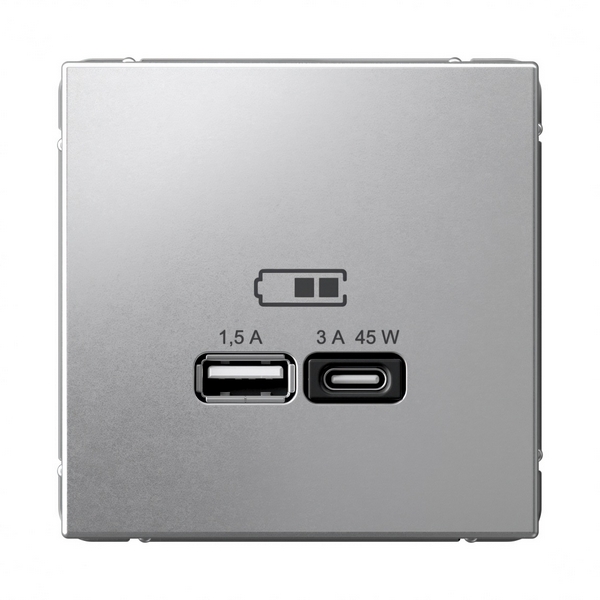 Изображение товара Розетка с быстрой зарядкой USB Type A+С 45Вт (алюминий) Systeme Electric GAL000329