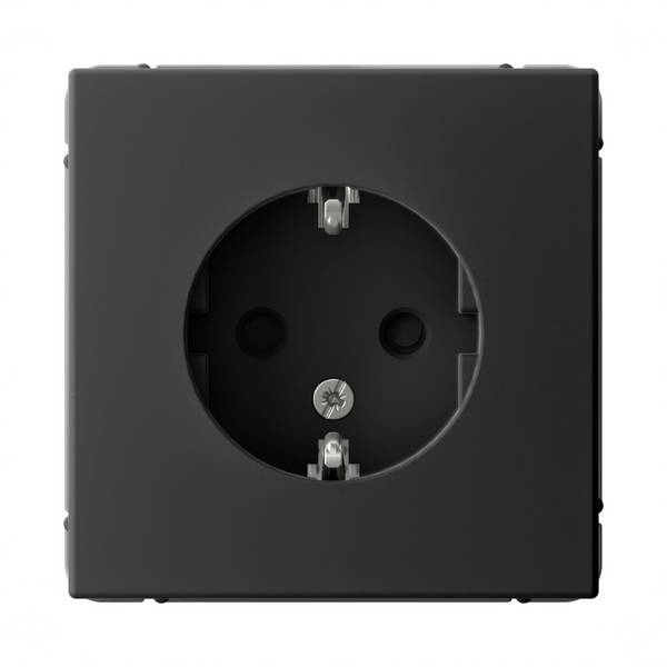 Розетка с заземлением и шторками (карбон) Systeme Electric GAL001045