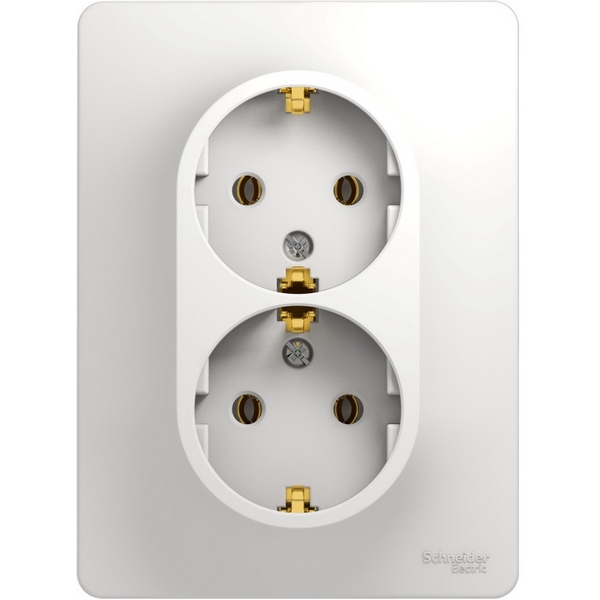 

Розетка двойная с заземлением (белый) Systeme Electric Glossa GSL000124, Glossa GSL000124