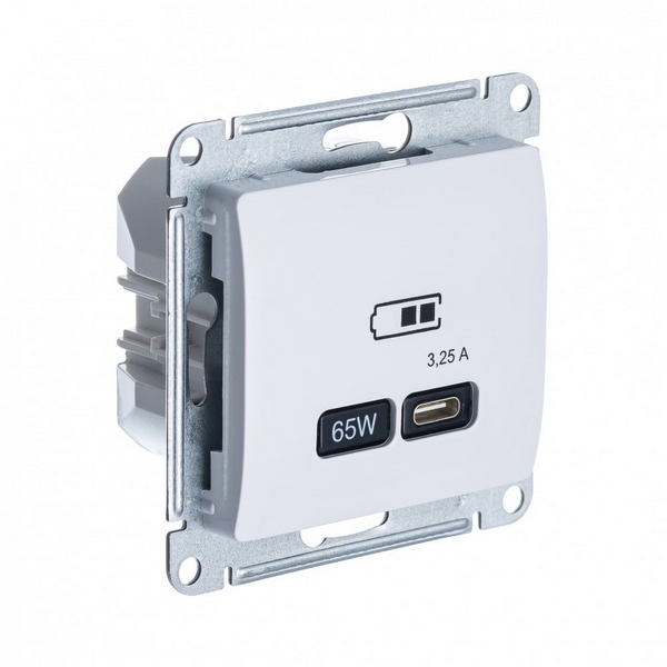 Изображение товара Розетка с быстрой зарядкой USB Type-C 65Вт (белый) Systeme Electric Glossa GSL000127