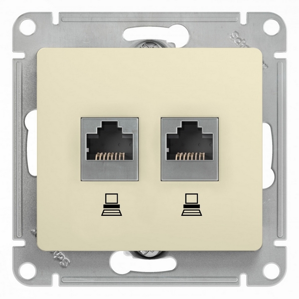 

Розетка двойная Ethernet RJ-45 (бежевый) Systeme Electric GSL000285KK, GSL000285KK