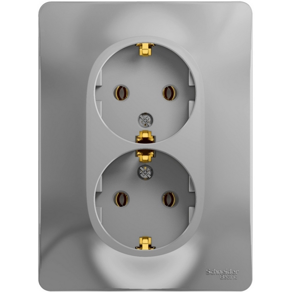 

Розетка двойная с заземлением (алюминий) Systeme Electric Glossa GSL000324, Glossa GSL000324