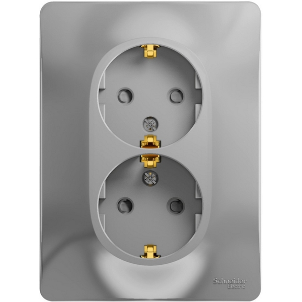 

Розетка двойная с заземлением и шторками (алюминий) Systeme Electric Glossa GSL000326, Glossa GSL000326