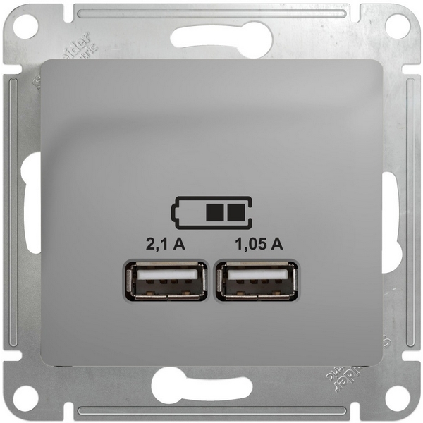 

Розетка USBх2 (алюминий) Systeme Electric Glossa GSL000333, Glossa GSL000333
