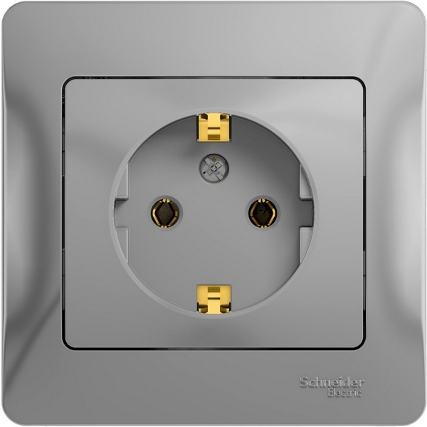 

Розетка с заземлением (алюминий) Systeme Electric Glossa GSL000342, Glossa GSL000342
