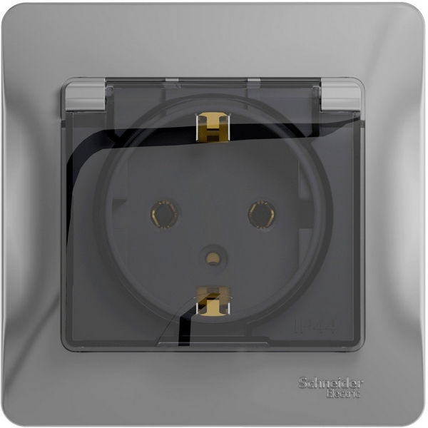 

Розетка с заземлением, шторками и крышкой (алюминий) Systeme Electric Glossa GSL000346, Glossa GSL000346